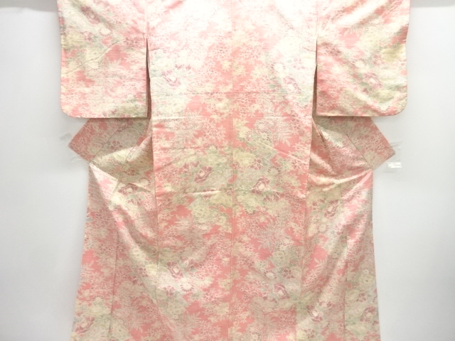 JAPANESE KIMONO / TSUMUGI / WOVEN FLOWER 